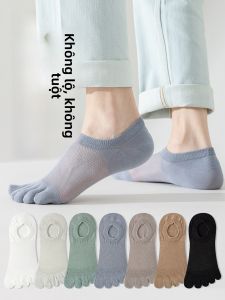 JINGCHI | Tất lưới mỏng mùa hè cho nam chống mùi kháng khuẩn thấm hút mồ hôi không xương năm ngón tất ngắn bằng cotton pha nylon