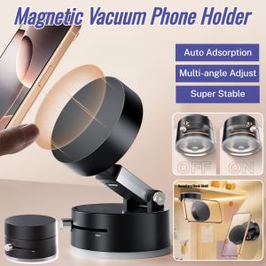 Double-sided Suction Cup Magnetic Mobile Phone Holder 360° Rotation Adjustable Vacuum Adsorption Car Navigation Phone Holder 磁吸手机支架