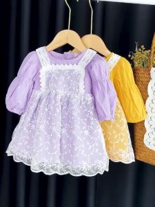 Dress Anak Cewek katun Renda Lengan Panjang Brokat Fashion