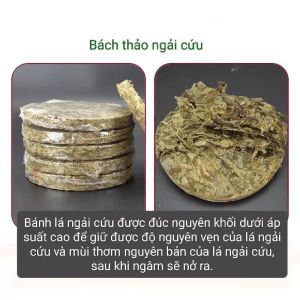 01 Bánh tắm ngải cứu ngâm chân thảo dược. Bánh ngải cứu khô hoa nghệ tây tắm gội xông