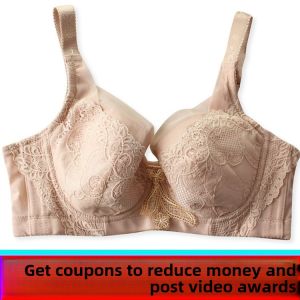 Mefinqi 847 plus Size Bra Lace Thin Cotton Padded Soft Steel Ring Large Bust Womens Underwear Full Cup Nylon Fabric U-Neck