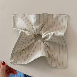 Korean High-End Stripe Fabric Scarf Super Large Hair Ties for Women Low Ponytail Hair Accessories Fashionable Hair Bands