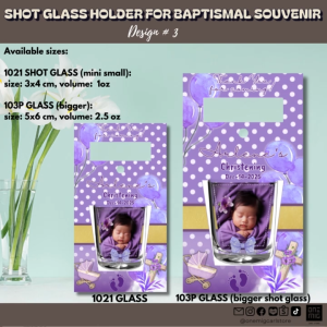 Personalized Shot Glass with Holder Souvenir for Christening (BIGGER SIZE)-MINIMUM OF 20 PCS/ORDERS