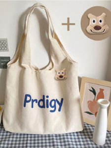 Large Capacity Canvas Tote Bag Womens Class Single Shoulder Handheld Korean Style Shopping Bag Cat Small Orange Bag Brand