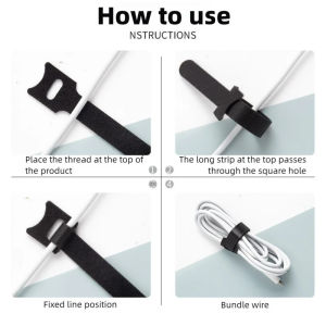 60pcs Multi-Purpose Fastener Cable Straps Tape Cable Ties Reusable Hook Loop Strips Wire Ties Cables Organizer Cord Wraps