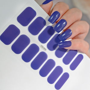 1Pcs Semi-Cured UV Gel Nail Sticker Pure Color Full Cover Waterproof Long-lasting Nail Strips 16Tips DIY Nail Polish Stickers *&