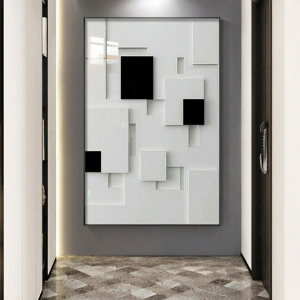 YASISHA | Black and White Geometric Abstract Modern Minimalist Art Decorative Wall Hanging