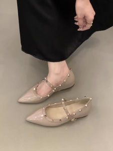 Giày Cao Gót Đế Thấp Đế Xuồng Đinh Tán Thanh Lịch Cho Nữ Mùa Hè 2025 Đế PU Chống Trượt