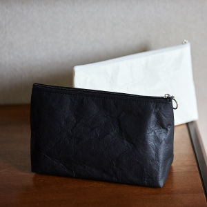 Travel Black White Tyvek Cosmetics Bag Minimalist Toiletries Organizing Bag Portable Waterproof Zipper Cosmetic Bag
