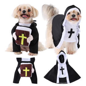 Cute Cat Clothes Nun Cosplay Party Pet Costume Halloween Funny Cats Cross Pattern Apparel For Dogs Puppy Kitten Sphynx Cat Gift