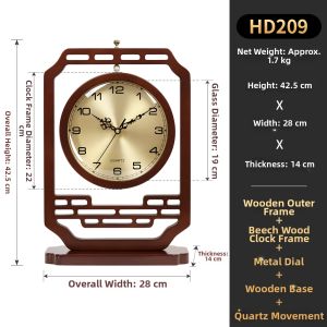 Hense | Silent New Chinese Style Wooden Desk Clock