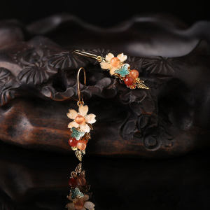 Antique Eardrops Chinese Style Retro Cheongsam Super Fairy Niche Style Dignified Sense of Design to Make round Face Thin-Looked Eardrops Earrings Female Clip