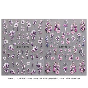 2 Miếng Dán Móng Tay Họa Tiết Hoa Cổ Điển Mùa Đông Dễ Tự Làm Trang Trí Móng Cho Tiệc Tùng Và Quà Tặng