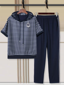 Summer 2025 Knitted Two-Piece Set Womens Casual Slim Fit Striped T-Shirt Elastic Waist Pants Ensemble Fashionable Casual Wear