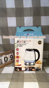 Teko Kaca Elektrik 2 Liter 500W Listrik Kaca Tahan Panas Pemasak Air Teh Kopi Susu Hemat Energi Multifungsi