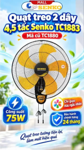 Quạt treo 2 dây 45 tấc Senko TC1883 (Mã cũ TC1880) - Công suất 75W - Hàng Chính Hãng