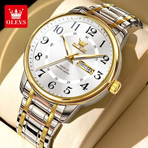 OLEVS 2891 Quartz Fashion Men Watch Gift Alloy Watchband Round-dial Wristwatch Week Display Calendar