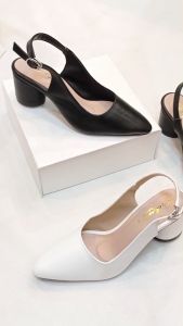 รองเท้าส้นสูงรัดสั้น 2 นิ้ว หัวแหลม ทําในไทย รองเท้าแฟชั่น รองเท้าทํางาน