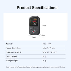 TELESIN | TELESIN 60M Bluetooth Remote Control For DJI OSMO Action 6 5pro 4 OSMO 360 With Wrist Strap Screen Display For DJI Action 4 5 6