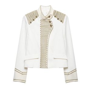 Women Causal Autumn Cropped Jacket Stand Collar Long Sleeve Slim Outerwear Elegant Party Fashion Vacation Single Breasted Coat