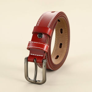 Childrens Genuine Leather Belt Hollow out No Punching Required Elementary School Students Trouser Belt Dress West Pant Match