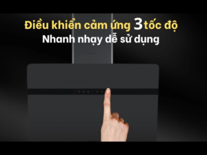 Máy hút khói khử mùi gắn tường Malloca MC 80ECO kính đen mờ cao cấp điều khiển cảm ứng hút 850m3