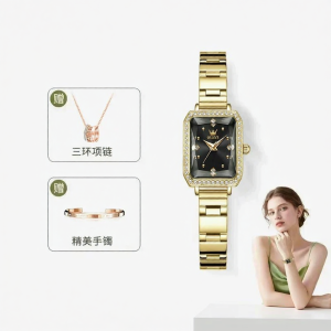 OLEVS | Elegant Retro Green Square Womens Watch