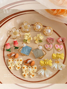 Summer Fresh Floral Earclip for Women 2024 Trendy Sweet No-Piercing Earring Airy Versatile Accessory