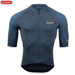Raudax 2024 Nam Ngắn Tay Mùa Hè Bộ Áo Đạp Xe MTB Thoáng Khí Xe Đạp Mặc Lycra Polyester Spandex GEL Pad Full Zip Jersey