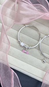 Lắc tay Cho Bé Bạc Ta Mèo Kitty Charm Nơ Bạc Hiểu Minh LTE576