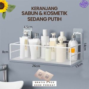 Rak Keranjang Besi untuk Tempat Sabun dan Kosmetik Penyimpanan Dinding