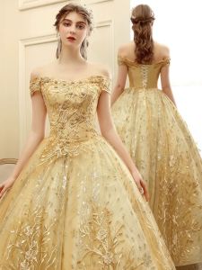 Gold Chorus Evening Gown High Waist Puffy Skirt Wedding Dress Student Performance Simple Elegant Womens Korean Style Dress