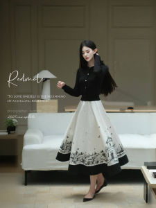 Redmole Parisian Scene 100% Cotton Original Print Half-length Skirt Flared A-line Silhouette Summer Casual High-waisted Slim-fit