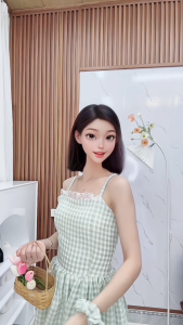 Set Kẻ Baby 3 Món Gồm Áo 2 Dây Dáng Babydoll Phối Viền Ren + Dây Cột Tóc + Quần Short Màu Trắng