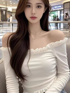 Slimming Long Sleeve One Shoulder T-Shirt Womens Korean Style Pure Desire Fashion Spring Autumn New Style Base Shirt