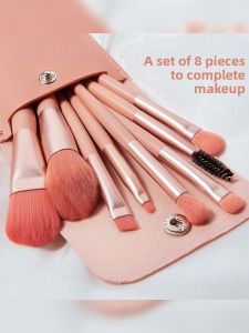 MONLEYTA | Portable Mini Soft Bristle Makeup Brush Set 8 Pieces Foundation Eyeshadow Blush Travel Friendly Cosmetic Brushes Set For Beginners