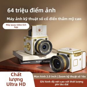 Máy Quay Phim Kỹ Thuật Số Di Động Cổ Điển 4K 64MP Siêu Nét Zoom 16X Màn Hình HD 2.0 Inch Máy Quay Mini CCD Dành Cho Người Mới Bắt Đầu Và Sinh Viên