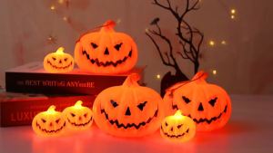 Bandai | Halloween Pumpkin LED Glowing Lantern Ghost Face Spooky Light Party Decorations Haunted House Indoor Outdoor Yard Garden Lamp