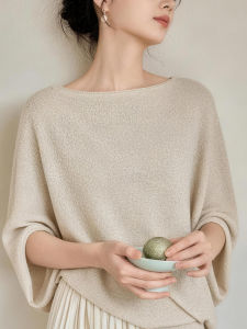 MANMI | Áo Sweater Cổ Batwing Đơn Giản