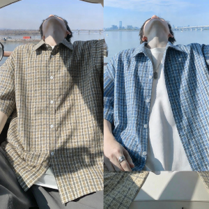 Mark Fairwhale | American Plaid Short Sleeve Breathable Casual Fashion Mens Shirt