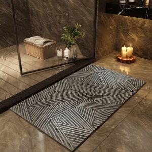 VIKAMA Zen-Style Thảm Phòng Tắm Thấm Hút Nước Chống Trơn Trượt Sàn Trang Trí Nhà Phụ Kiện Cao Su PVC Mặt Sau Có Thể Giặt Bằng Máy
