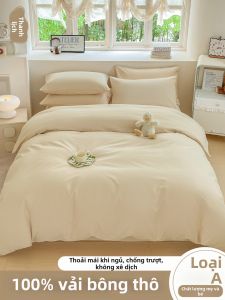 MENGWEIJUE | Bộ Drap Giường Vỏ Chăn Thô Thông Khí 100% Bông