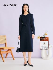 Elegant Glitter Yarn Beaded Decorative Round Neck Waist Fitted Dress