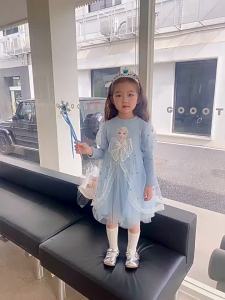 Gaun Ulang Tahun Anak Perempuan Frozen Elsa Princess Pink Berkedip Renda untuk Usia 2-8 Tahun