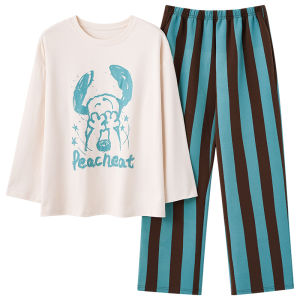 MiiOW | Couples Pure Cotton Long Sleeve Sleepwear Set Casual Wearable Home Clothes Spring Autumn New Style Comfortable Soft Round Neck