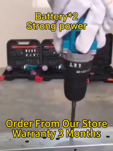 48V/68V/98V/128V Cordless Drill Rechargeable Drill 2X Battery Heavy Duty Power Tool Drill Set