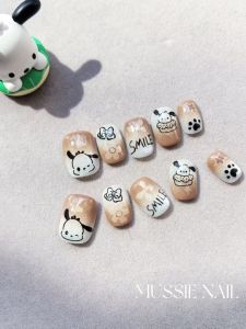 Pacha Dog M·S Studio New Arrival Cute Short Wearable Nail Art Stripes Design Sanrio Cat Eye Nail Tips Kawaii Short Nail Tips