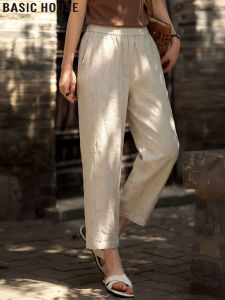 Basic House | Quần Tây Ôm Phom 100% Vải Linen