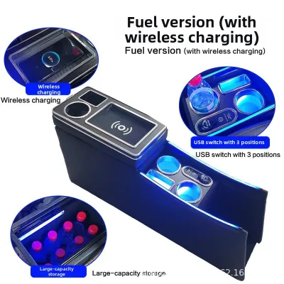 BONINGYU | Universal Multifunction Center Console Storage Box With Light For Toyota NOAH VOXY