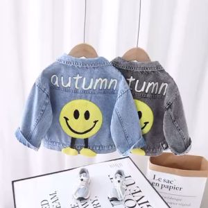 Áo jeans in Mặt cười cho bé